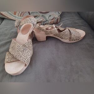 Madewell 6.5 6 1/2 calf hair fur leopard print sandals heels shoes